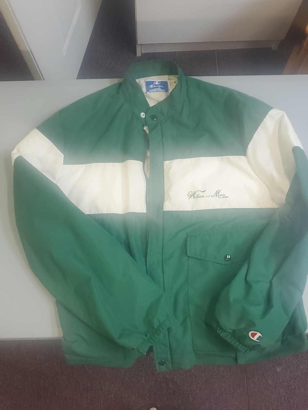 Champion Green and White Men's Lined Windbreaker
